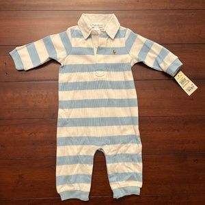 Ralph Lauren Infant Striped Cotton Rugby Coverall